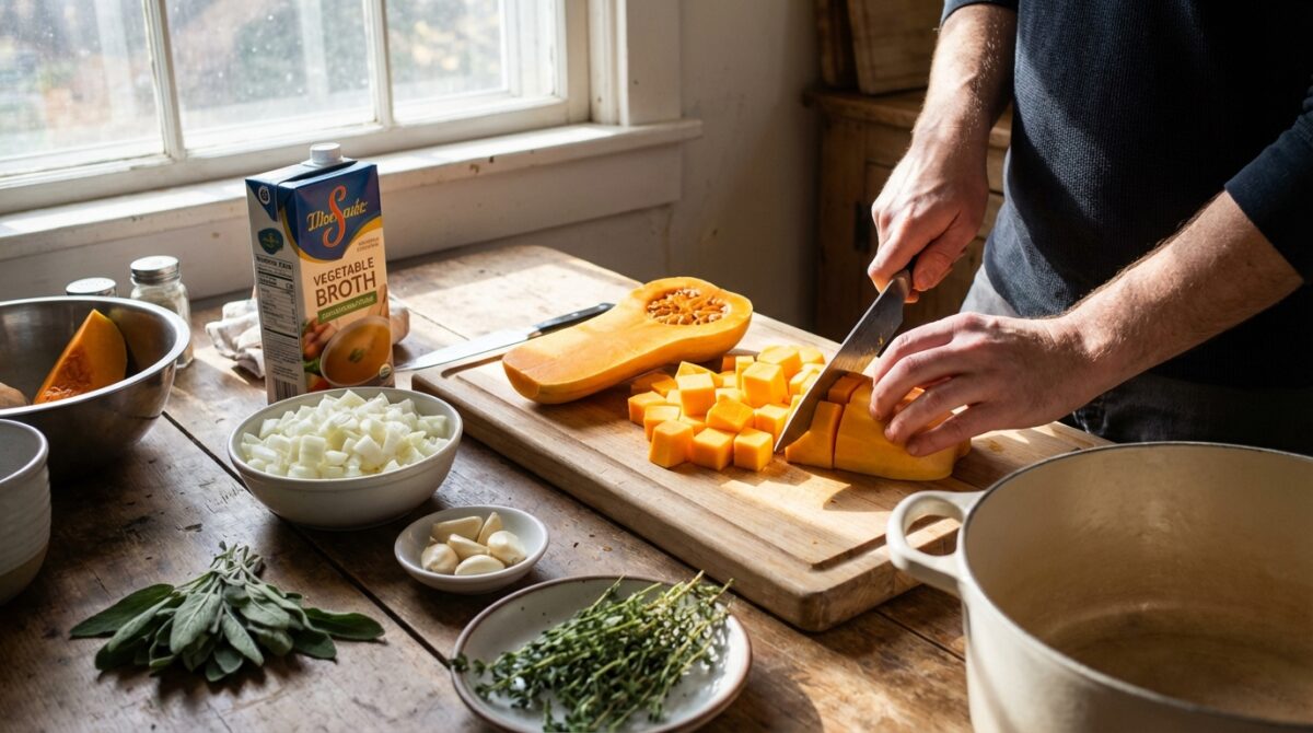 découvrez notre recette facile et rapide de soupe de butternut ultra onctueuse, une délicieuse préparation réconfortante qui séduira toute la famille.
