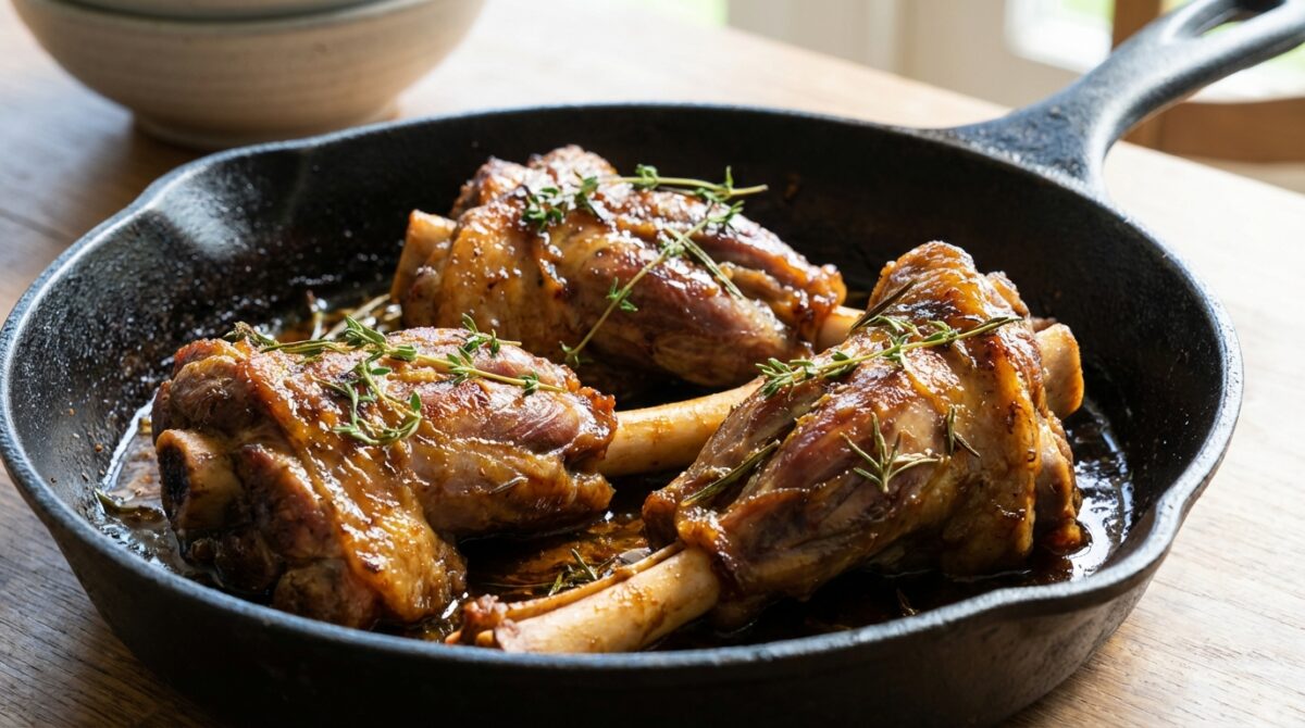 découvrez la recette de la souris d’agneau confite au thym et romarin, une préparation fondante et parfumée qui embaumera votre cuisine et ravira vos invités.