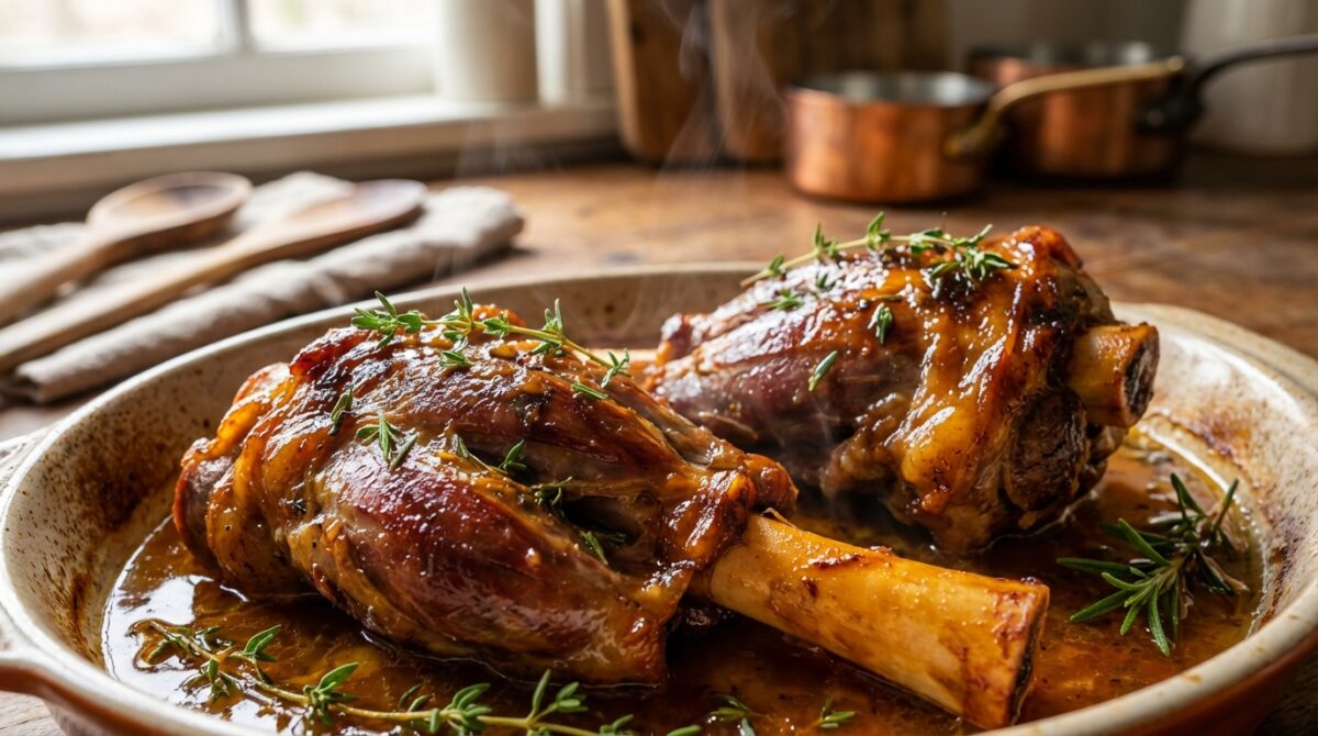 découvrez la recette de la souris d’agneau confite au thym et romarin, une préparation fondante et parfumée qui embaumera votre cuisine et ravira vos convives.