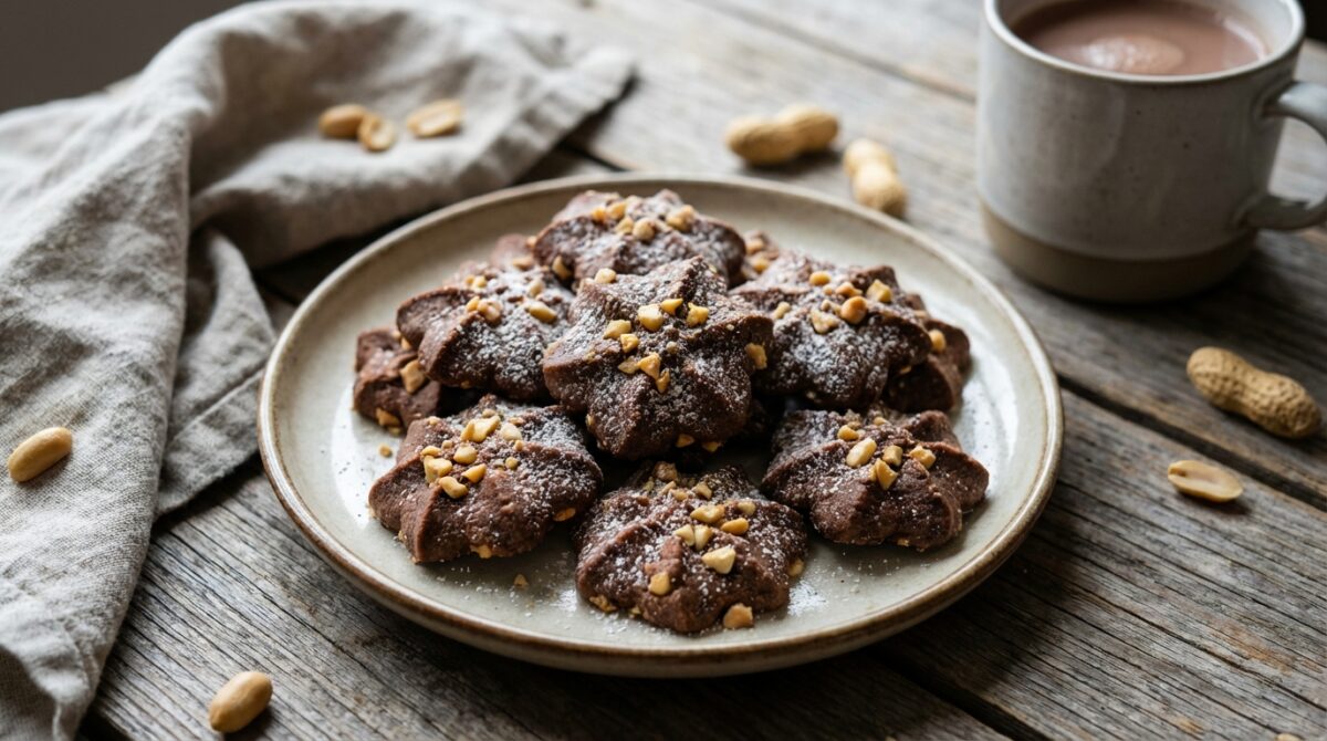 découvrez notre recette facile de spritz au chocolat noir et cacahuètes, des biscuits gourmands parfaits pour vos moments de plaisir sucré.