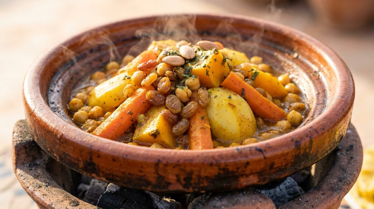 découvrez notre tajine végétarien aux patates douces, courgettes et raisins, une recette simple, saine et conviviale pour un repas savoureux en toute simplicité.