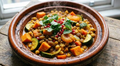 découvrez notre recette simple et conviviale de tajine végétarien aux patates douces, courgettes et raisins, un plat savoureux et équilibré parfait pour toutes les occasions.