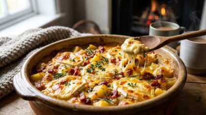 découvrez la recette ultra réconfortante de la tartiflette au fromage de chèvre, parfaite pour réchauffer vos soirées d'hiver avec une touche gourmande et originale.