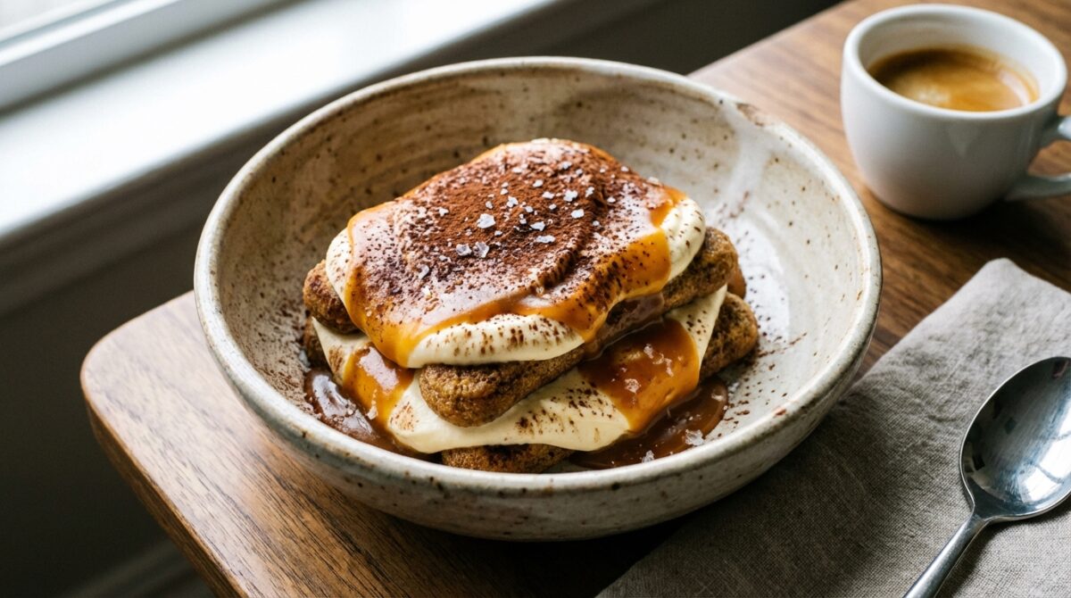 découvrez notre recette irrésistible de tiramisu au caramel au beurre salé, un dessert réconfortant et gourmand qui séduira vos papilles à chaque cuillerée.