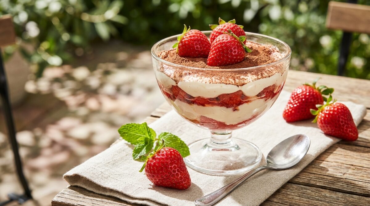 découvrez notre recette de tiramisu fraises mascarpone, un dessert simple et élégant parfait pour recevoir vos invités avec gourmandise.