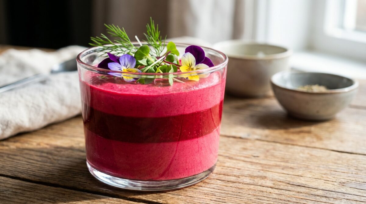 découvrez notre verrine mousse de betteraves, une entrée légère et originale parfaite pour surprendre vos invités avec fraîcheur et saveurs.