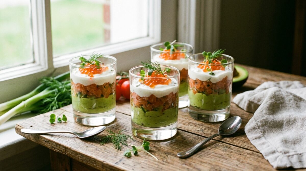 découvrez notre recette rapide et facile de verrines apéritives avocat et saumon fumé, parfaites pour impressionner vos invités en quelques minutes.