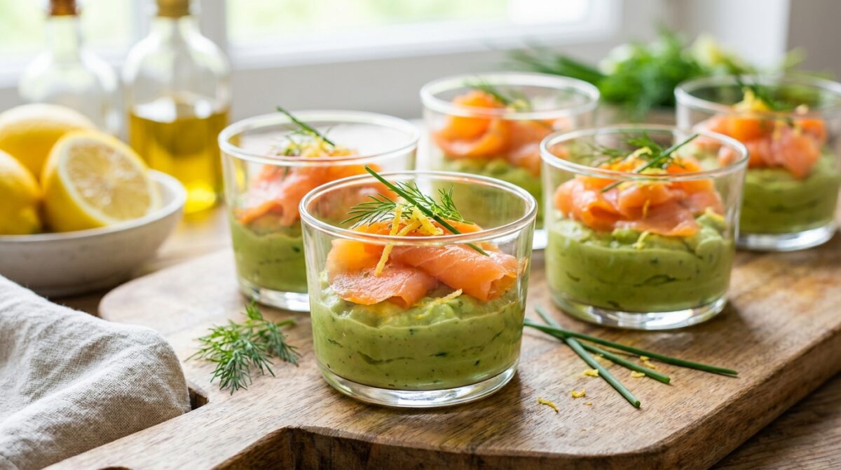 découvrez nos verrines apéritives à l'avocat et au saumon fumé, faciles et rapides à préparer en quelques minutes pour un apéritif frais et élégant.