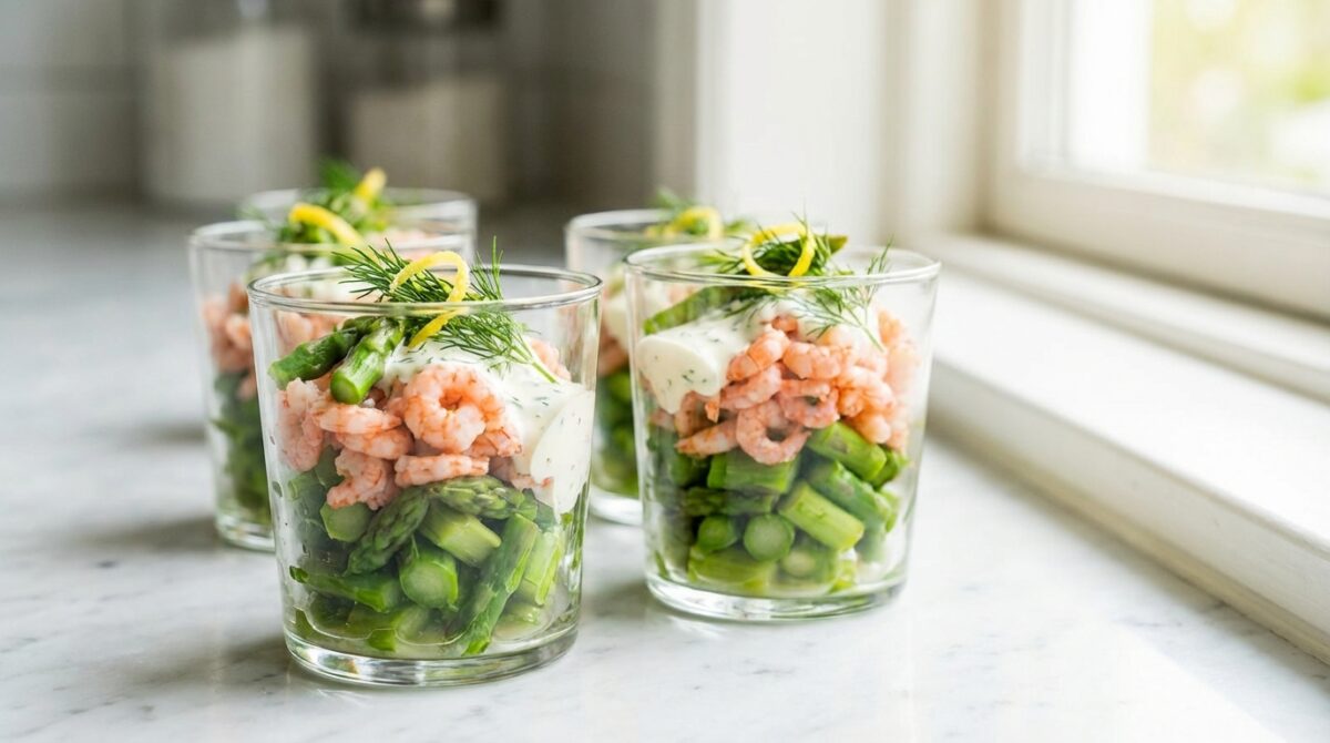 découvrez notre recette de verrines asperges et crevettes, une entrée fraîche et raffinée parfaite pour impressionner vos invités dès l'apéritif.