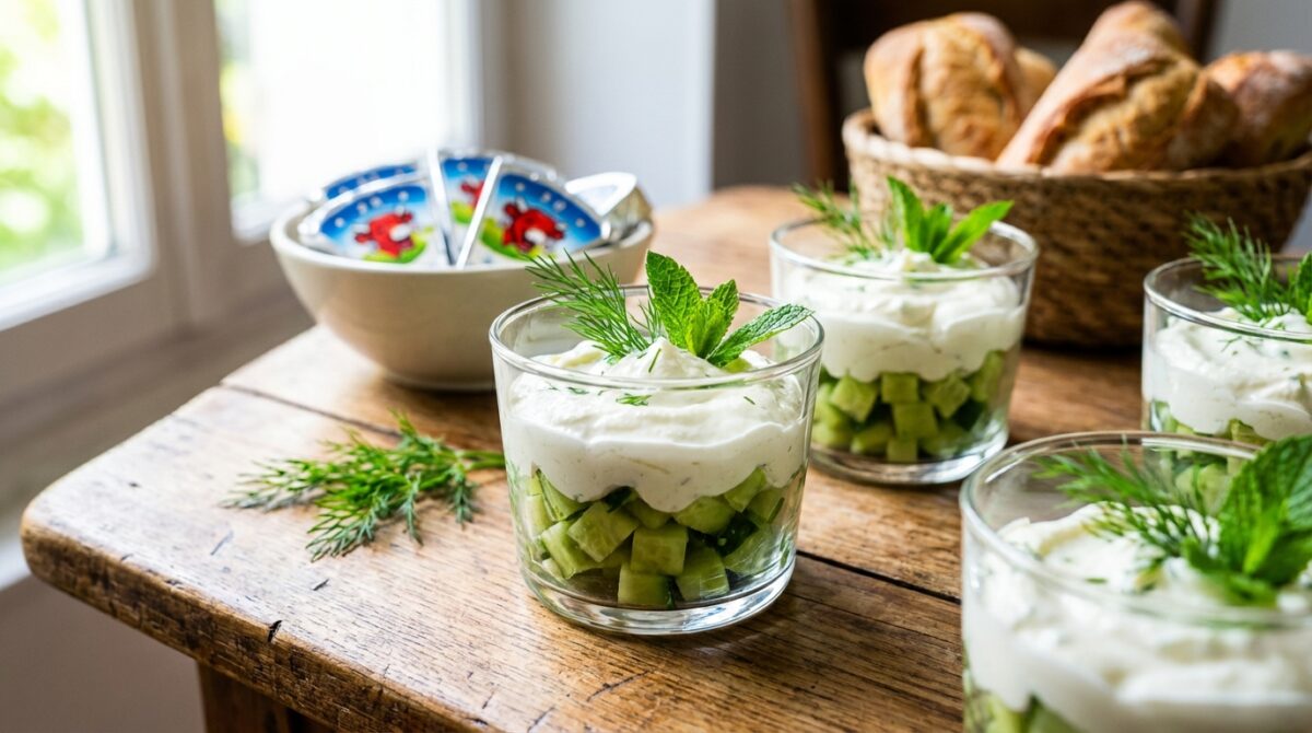 découvrez une recette facile et rapide de verrines concombre et vache qui rit, parfaite pour un apéritif convivial qui séduit petits et grands.