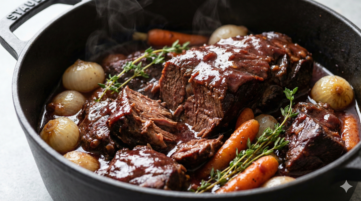 Bœuf braisé tendre en cocotte : le plat qui prend son temps