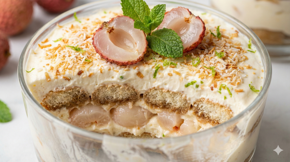 Ce tiramisu litchi-coco illumine les soirées d’hiver et fait voyager dès la première cuillère