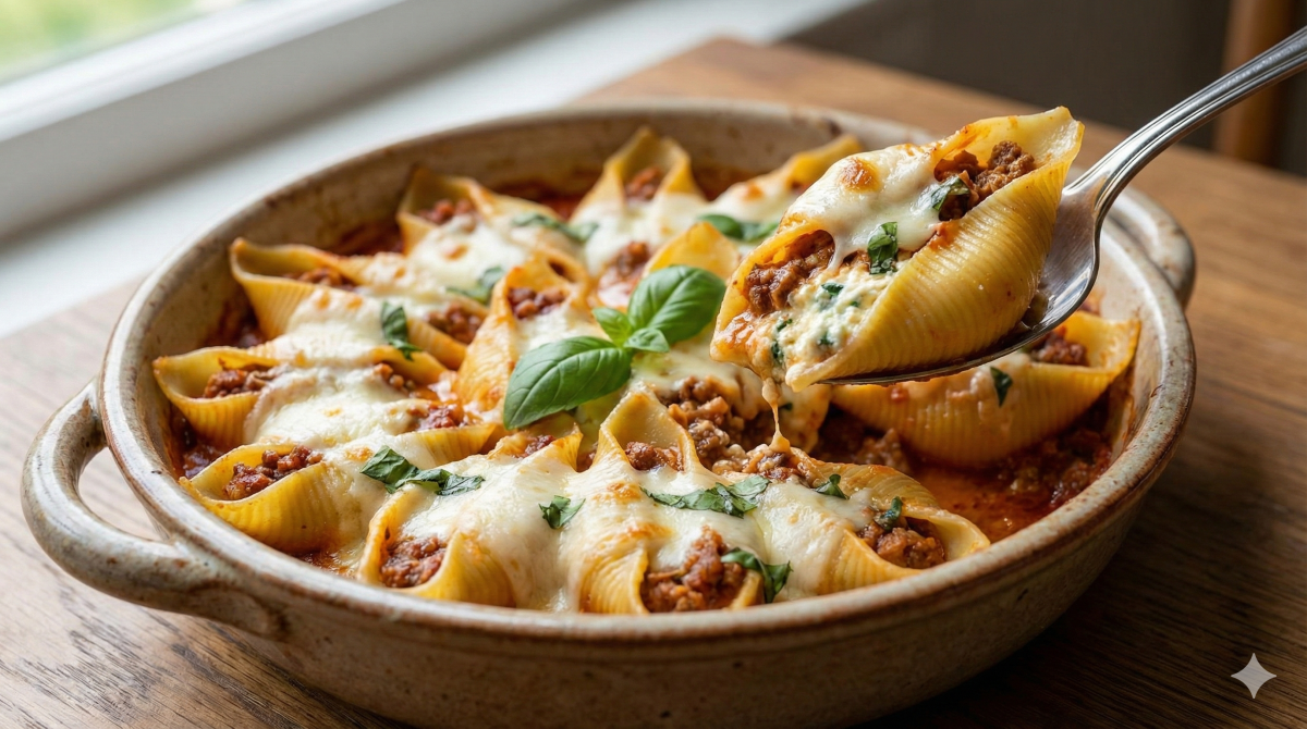 Conchiglioni farcis à la viande hachée et ricotta, un délice italien à savourer