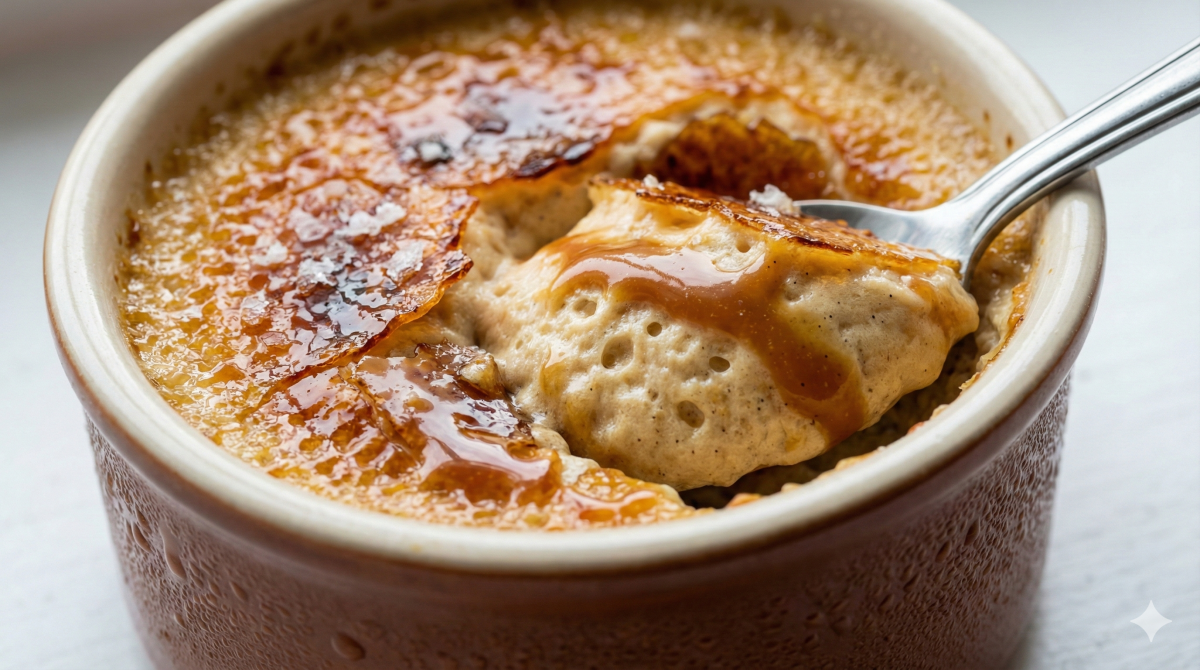 Recette mousseuse de crème brûlée au caramel beurre salé pour 4 pots