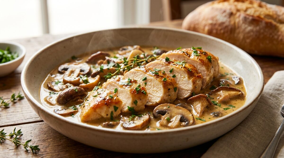 découvrez notre délicieuse recette de poulet crème-champignons, un plat savoureux et facile à préparer, idéal pour un repas en famille convivial et réconfortant.