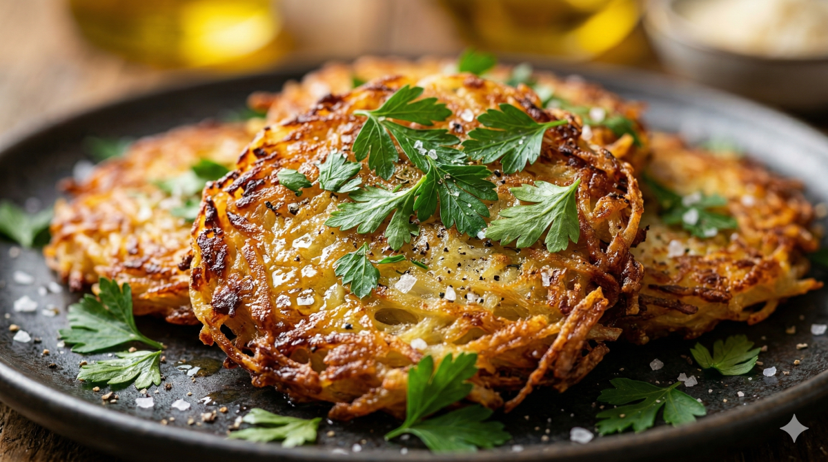 Dégustez ces röstis de panais ultra croustillants au parmesan, dorés et subtilement parfumés, servis dans un esprit rustique et gourmand - Lepetitflaubert.fr / Image Illustration