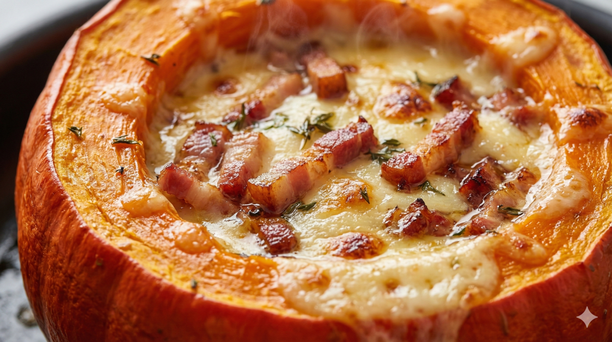 Potimarron farci fromage lardons : explosion de gourmandise