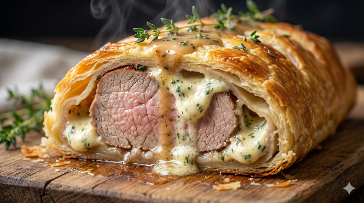 Recette de filet mignon de porc en croûte au Boursin, parfaite pour recevoir