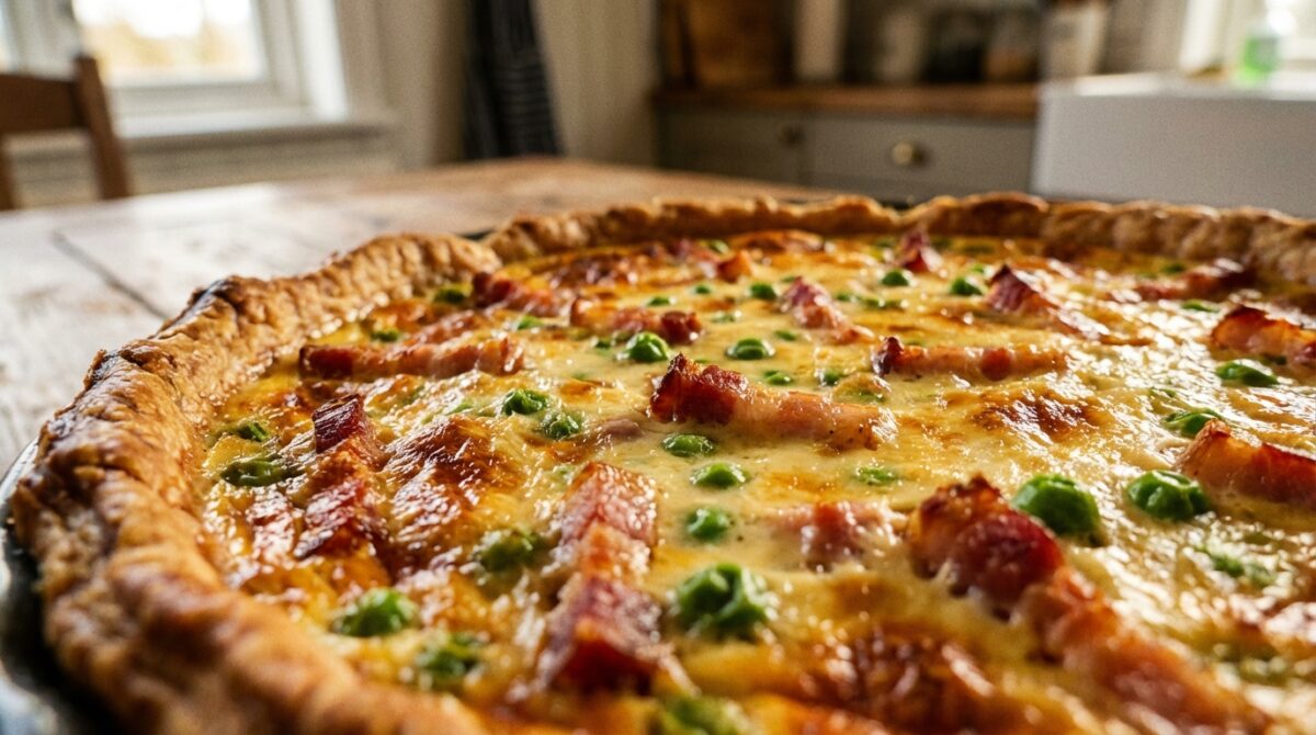 découvrez notre recette simple et conviviale de quiche aux lardons et petits pois, idéale pour un repas délicieux et facile à préparer en famille ou entre amis.
