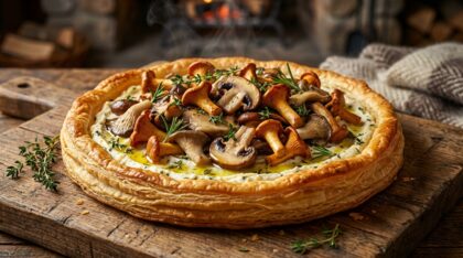 découvrez notre tarte champignons et ricotta, une recette délicieuse et parfumée, idéale pour réchauffer vos repas d'hiver avec saveur et simplicité.