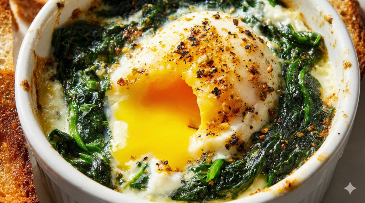 Ces œufs cocotte au chèvre et épinards sont prêts en quelques minutes et totalement irrésistibles