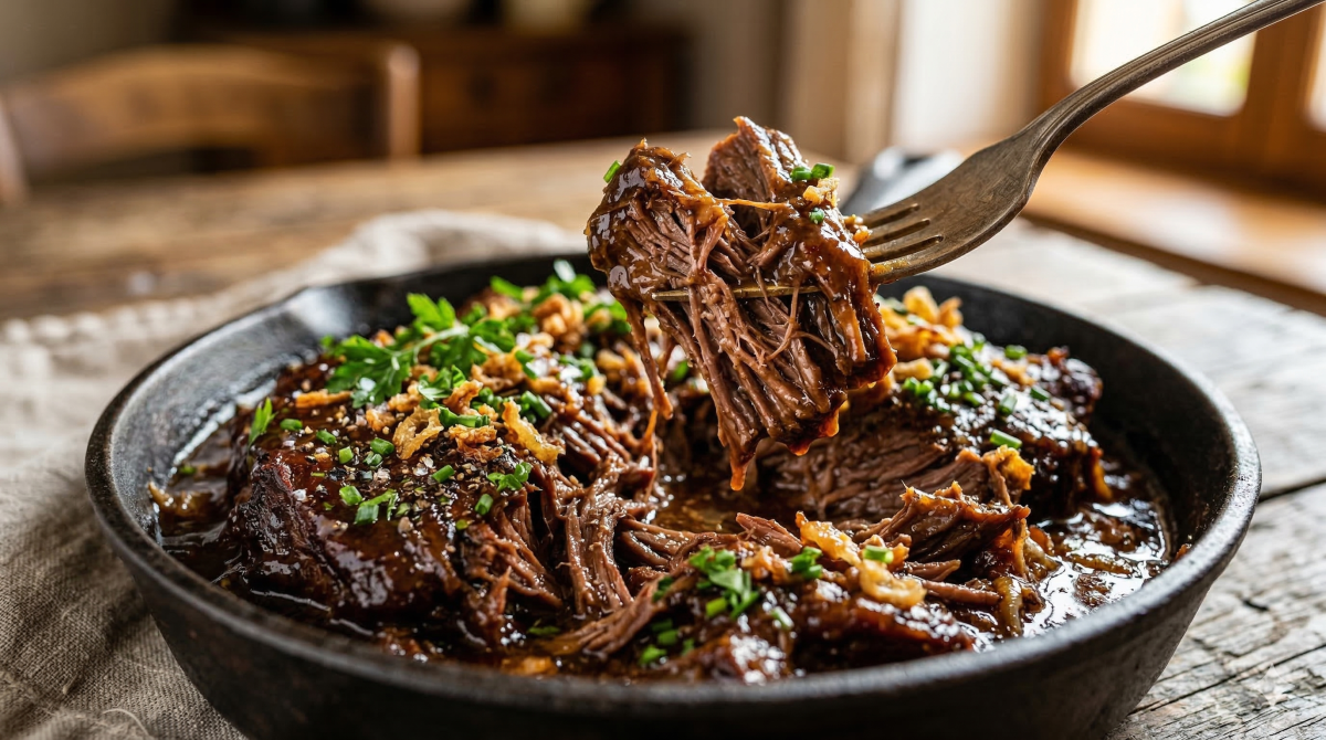 Effiloché de bœuf braisé fondant : une recette mijotée pleine de saveurs