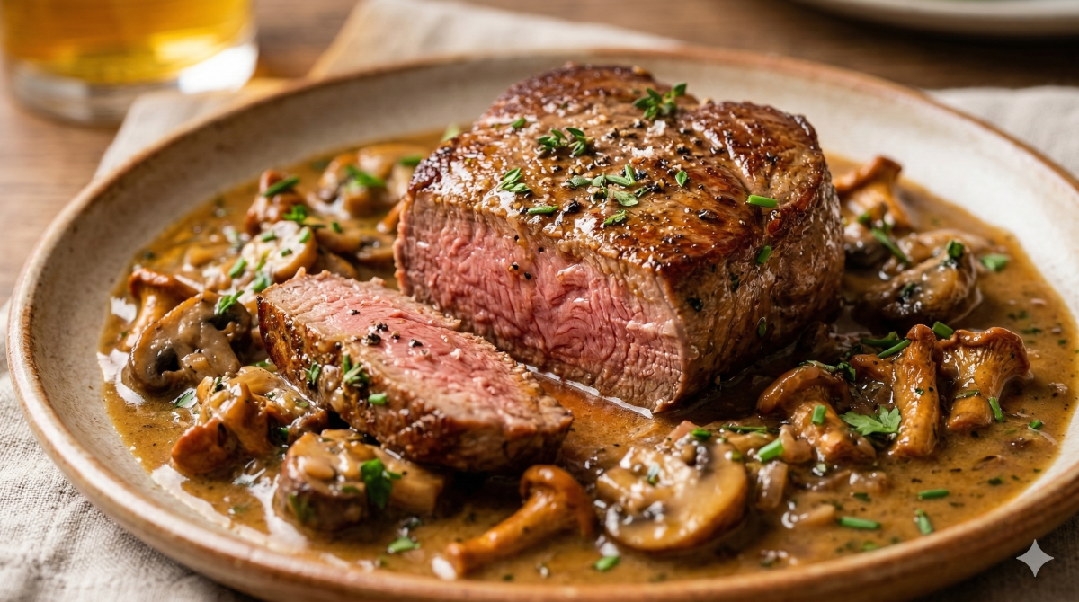 Filet mignon au cidre et champignons fondants : la recette tendre et parfumée qui fait l’unanimité