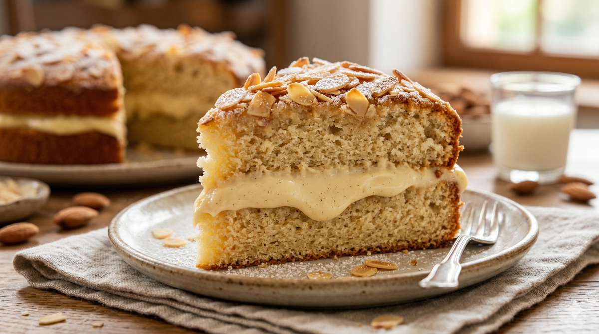 Gâteau moelleux à la crème et aux amandes : un dessert doux et délicatement gourmand