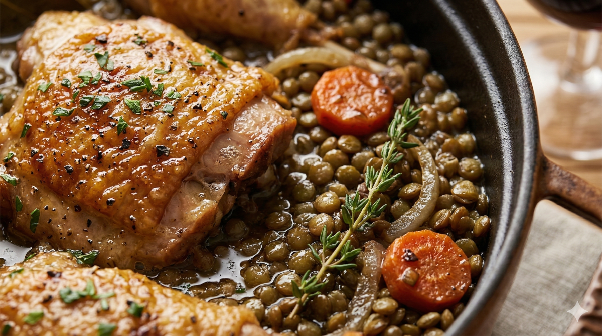 Pintade aux lentilles mijotée en douceur : le plat familial chaleureux qui fait l’unanimité