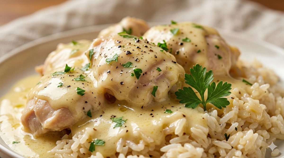 Poule au riz sauce suprême : la recette traditionnelle ultra fondante qui réunit toute la famille