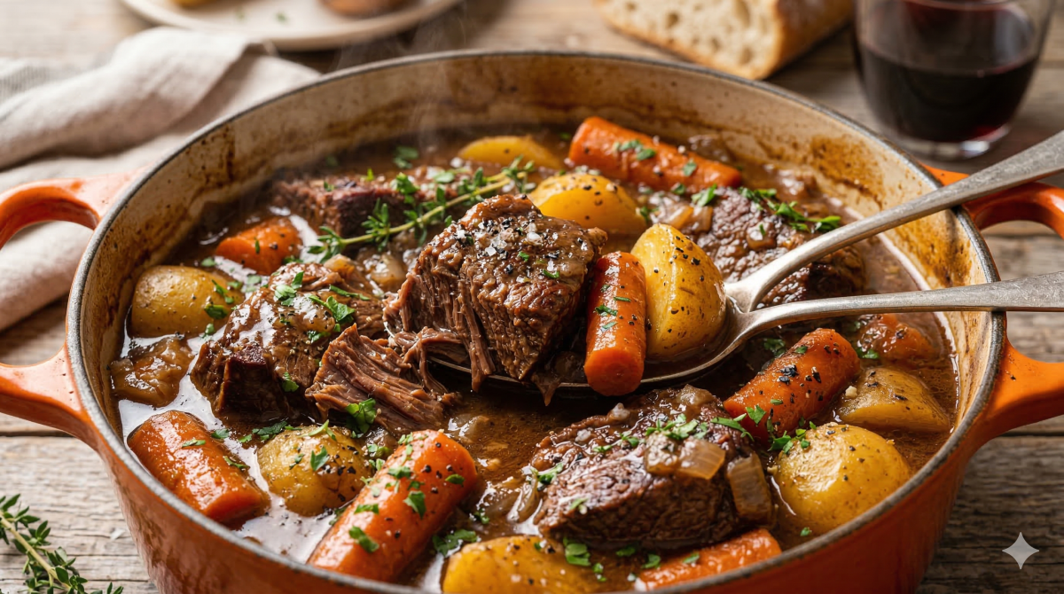 Ragoût de bœuf mijoté aux carottes et pommes de terre : un plat familial réconfortant