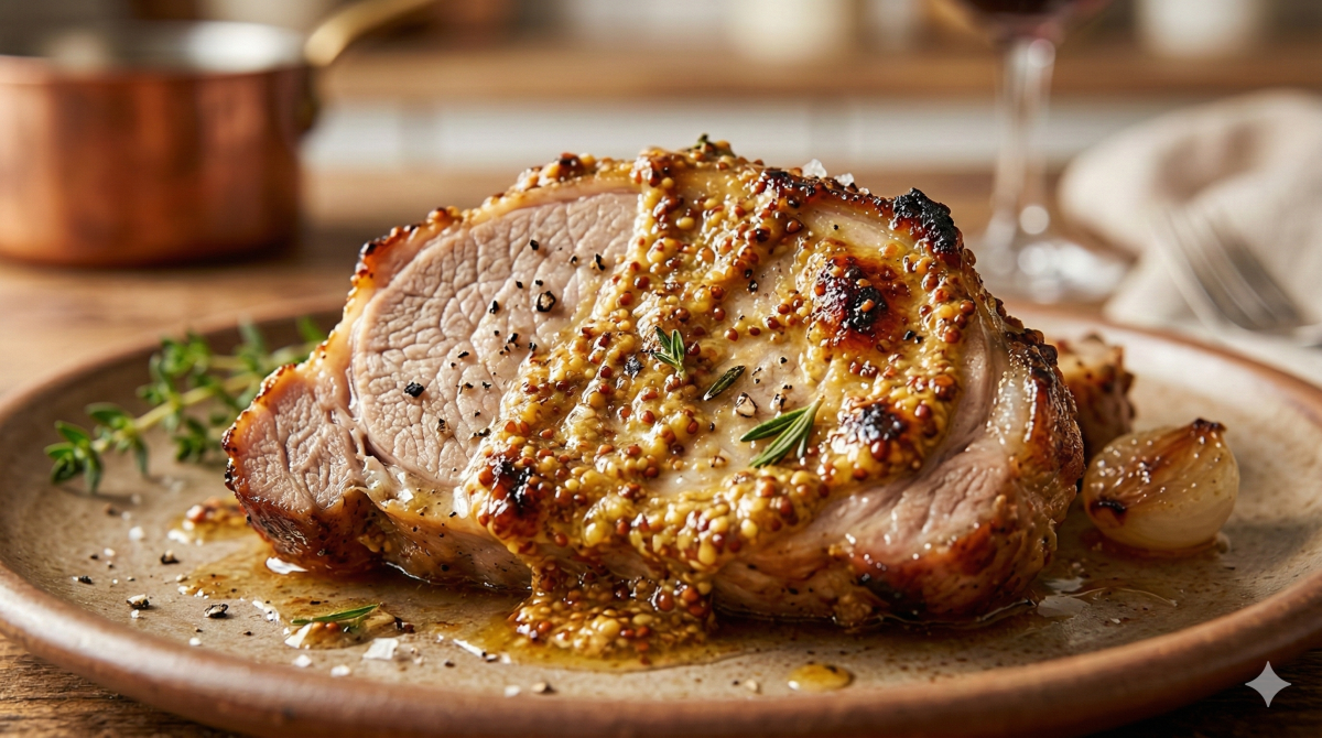 Rôti de porc à la moutarde façon Bocuse : la recette fondante et savoureuse inspirée de la grande cuisine