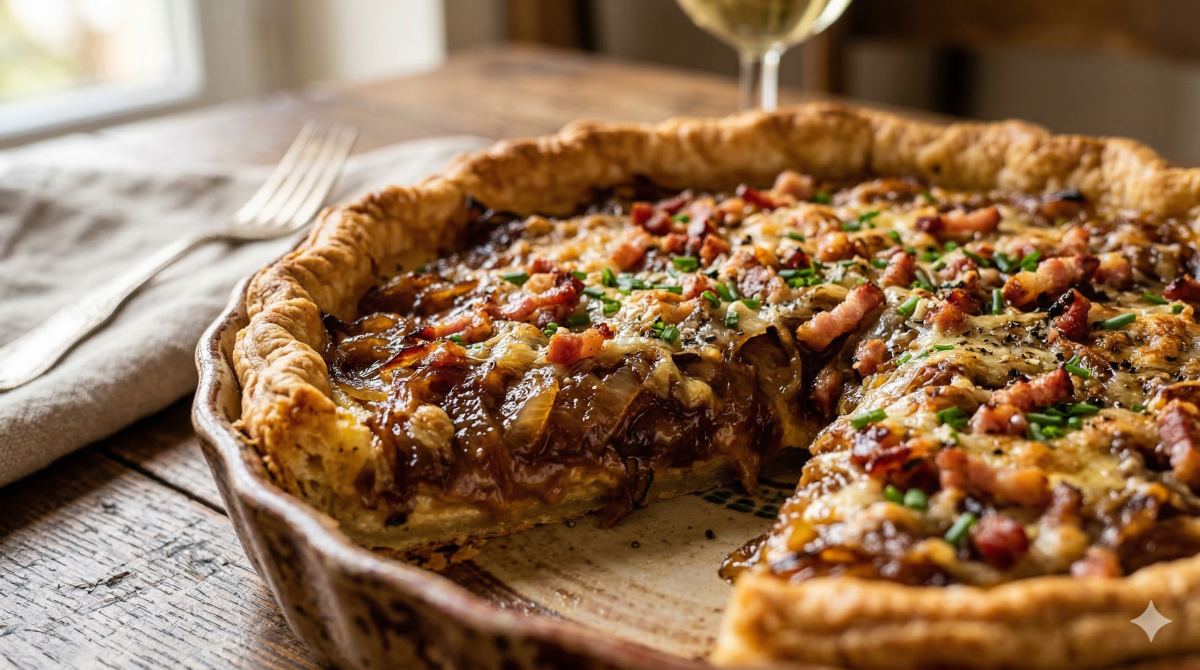 Tarte alsacienne aux oignons confits : une recette traditionnelle douce et savoureuse